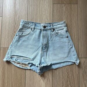 Rollas Light Blue Distressed Denim Shorts